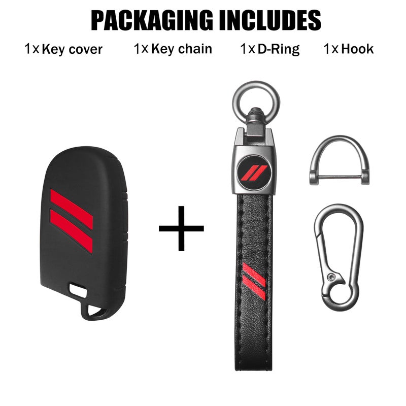 YOSRTER Key Fob Cover with Keychain for Dodge Charger Durango Challenger Journey Dart Remote Control Key Fob Protect Shell Key Holder for Dodge Accessories (Red Trim) - Image 5