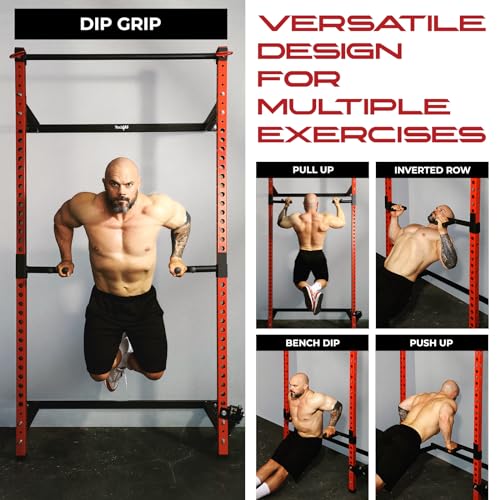 Yes4All نظام Yes4All بسعة 350 رطل - قضبان الغطس لـ 2x2 مع ثقب 1 بوصة لحامل الطاقة، ملحقات رف القرفصاء - مقابض ضيقة وعريضة لملحق الغطس للغطس، سحب، دفع - Image 5