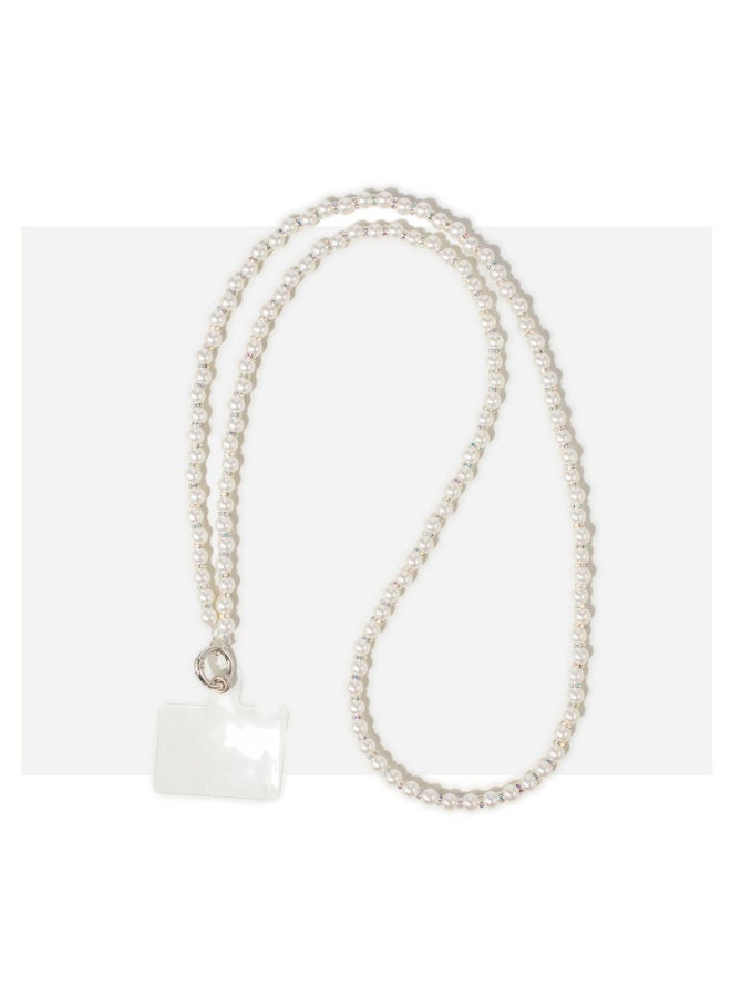 NIBEMINENT Phone Charm/ Chain Strap for Women Girls, Pearl Heart Cell Phone Case Lanyard Wrist Strap