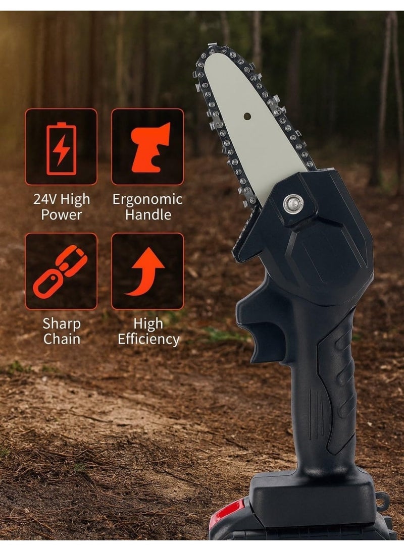 24V Cordless Mini Chainsaw, 4-Inch Electric Handheld Tree Pruning Saw - Image 4