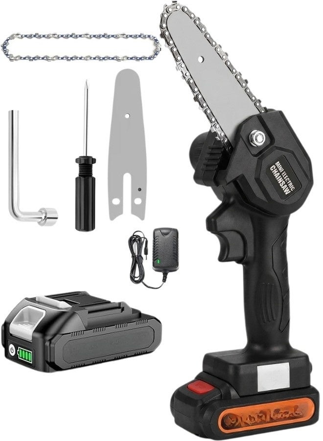 24V Cordless Mini Chainsaw, 4-Inch Electric Handheld Tree Pruning Saw - Image 1