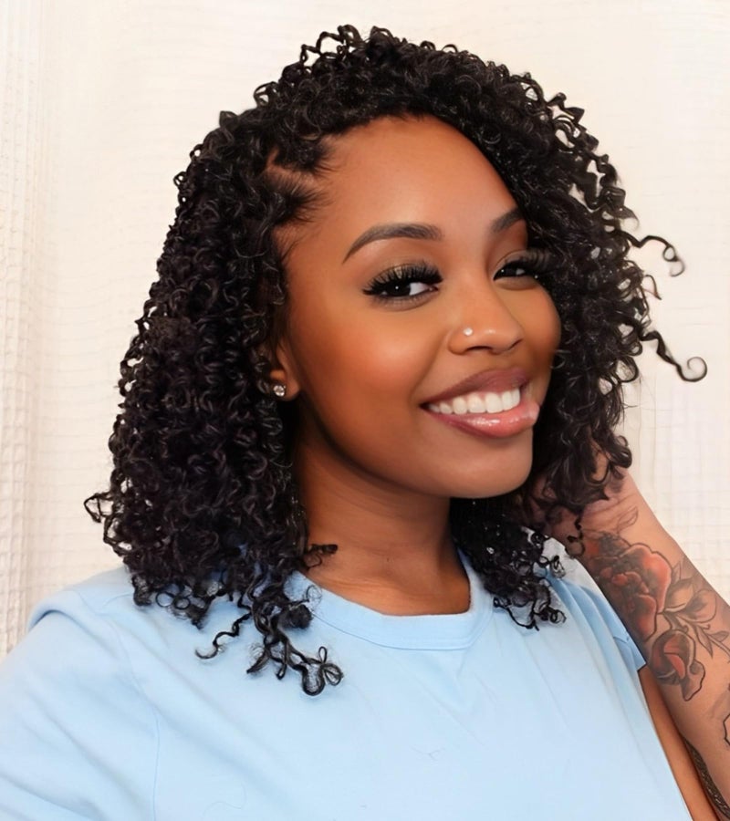 Aksice Pre-looped Yanky Twist Crochet Hair 10 Inch 8 Packs Bohemian Passion Twist Spring Mini Twist Crochet Hair for Black Women Boho Crochet Braids Synthetic (1B#) - Image 1