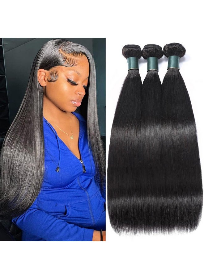 Great Grace - Brazilian Straight Bundles Human Hair 16 18 20 Inch 12A 100% Unprocessed Virgin Human Hair Weave 3 Bundles Deal Natural Black Color (Natural Balck 3 Bundles, 16 18 20) - Image 1