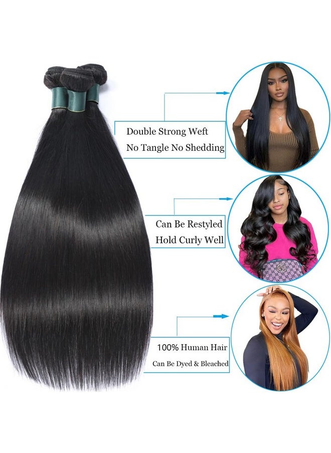 Great Grace - Brazilian Straight Bundles Human Hair 16 18 20 Inch 12A 100% Unprocessed Virgin Human Hair Weave 3 Bundles Deal Natural Black Color (Natural Balck 3 Bundles, 16 18 20) - Image 1