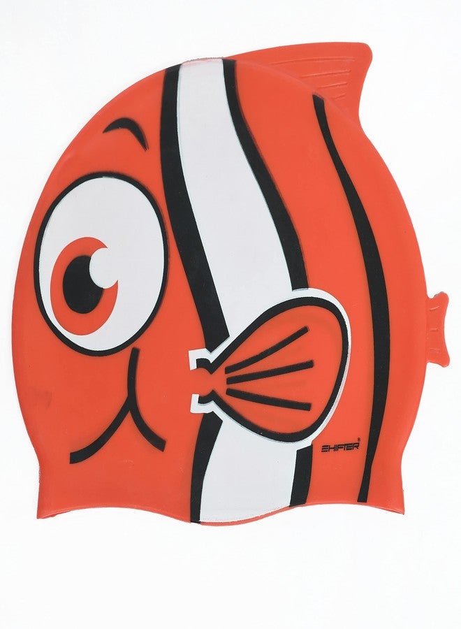 SHIFTER Kids Swimming Combo Set KIT Fish Shape Cap with Premium Anti Fog Swimming Goggle, EARPLUGS Set & NOSEPLUG for Boys and Girls Junior Size (Orange) - Image 3