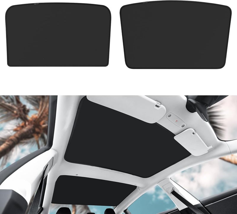 KUNIST Roof Sunshades for Tesla Model 3 2025, Upgraded Sunroof Shade Sunshade Roof Sun Shade for 2024-2025 New Tesla Model 3 Highland Accessories(Ice Black)_12Pcs Clips - Image 1