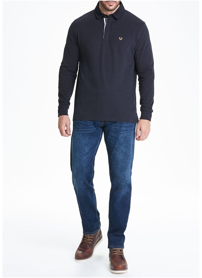 Matalan - Lincoln Navy Long Sleeve Rugby Shirt - Image 1