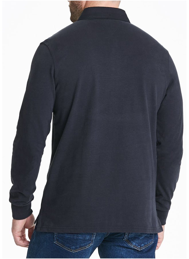 Matalan - Lincoln Navy Long Sleeve Rugby Shirt - Image 1