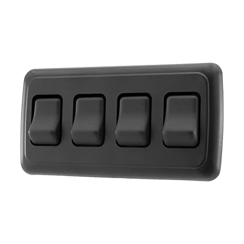 American Technology Components Quad SPST On-Off Switch with Bezel, 12-Volt, for RV, Trailer, Camper (Black) - Image 1