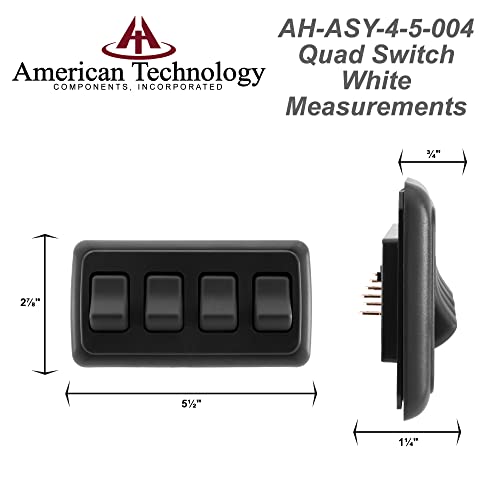 American Technology Components Quad SPST On-Off Switch with Bezel, 12-Volt, for RV, Trailer, Camper (Black) - Image 4