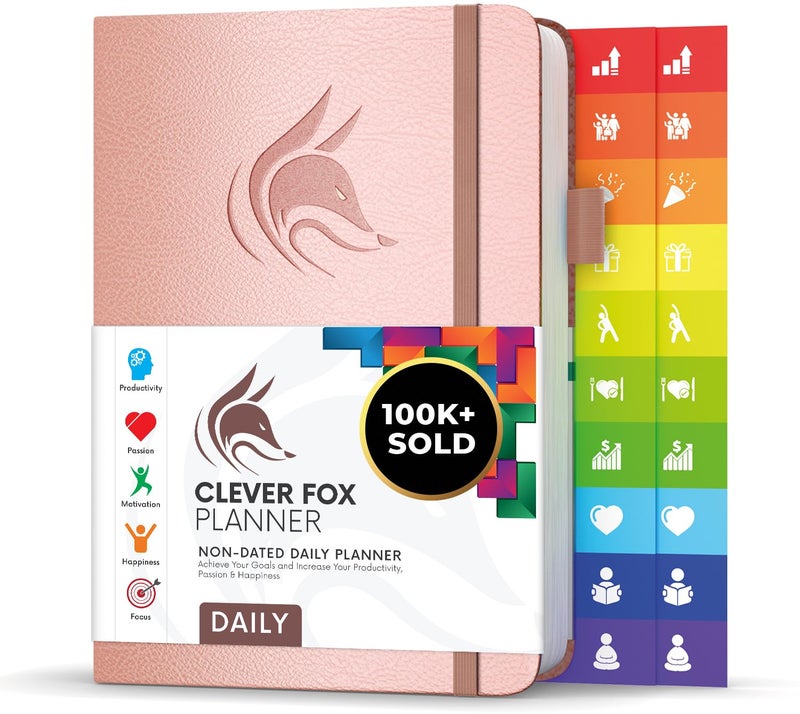 Clever Fox Daily Planner â€“ Undated Planning Notebook with Hourly Schedule & To-Do List â€“ Personal Day Task & Work Organizer, 6 Months (Rose Gold) - Image 1