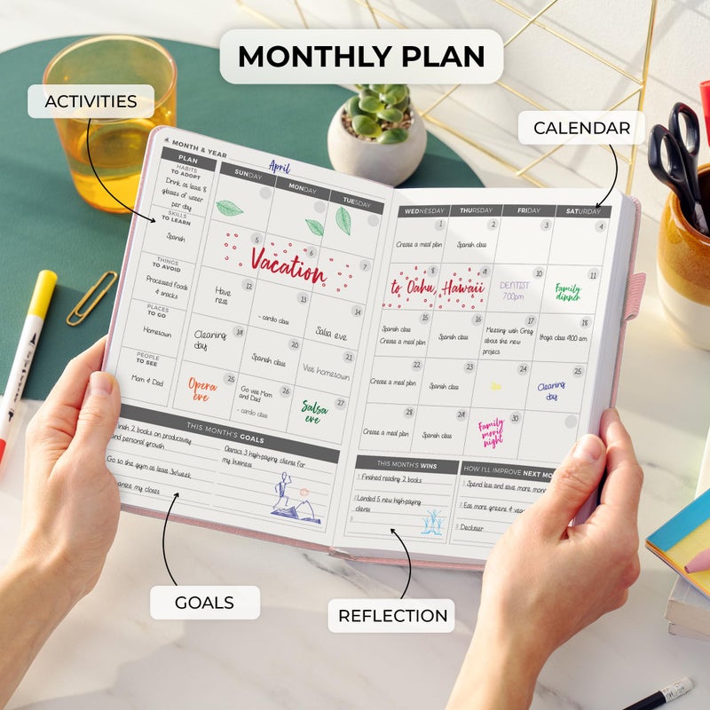 Clever Fox Daily Planner â€“ Undated Planning Notebook with Hourly Schedule & To-Do List â€“ Personal Day Task & Work Organizer, 6 Months (Rose Gold) - Image 4