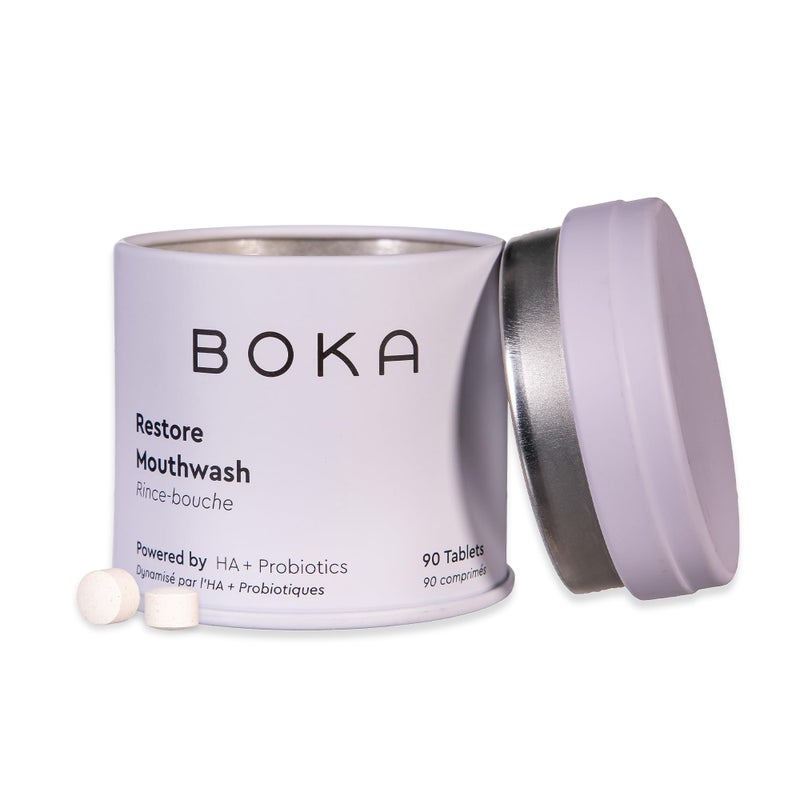 Boka Travel Size Mouthwash Tablets - Hydroxyapatite, Fluoride Free & Alcohol Free - Chewable Tablets to Freshen Breath, Kill Odor Quickly - (90 Pcs, Mint) - Image 1
