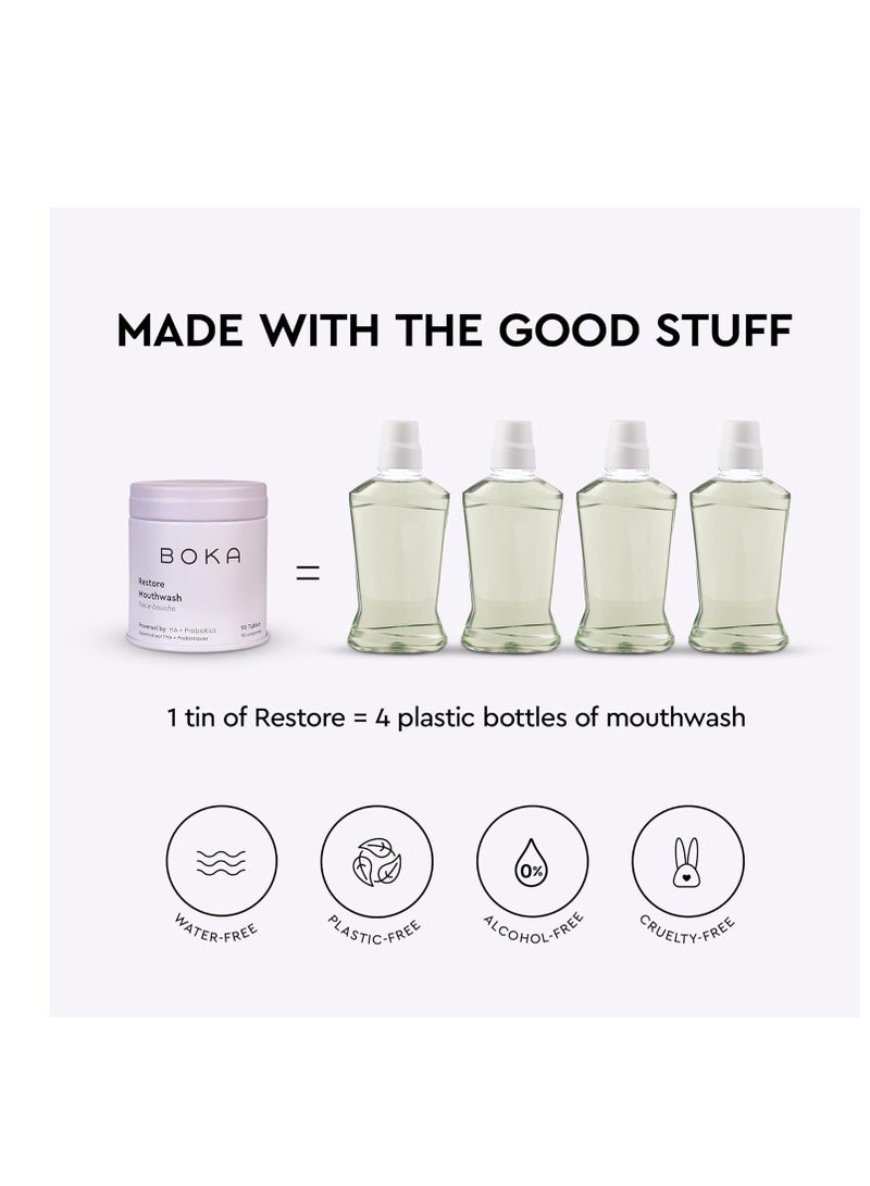 BOKA Boka Travel Size Mouthwash Tablets - Hydroxyapatite, Fluoride/Alcohol Free & Eco-Friendly - Chewable Tablet to Freshen & Kill Bad Breath Quickly, Remineralize Teeth Cleansing - 90 Pack - Image 4