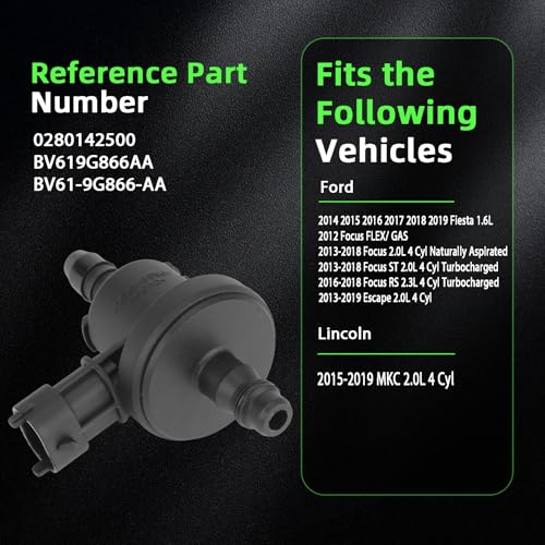Ricmjend 0280142500 Vapor Canister Purge Valve Compatible with Ford Fiesta 1.6L 2014-2019 Focus 2.0L 2.3L Escape 2.0L Replaces# BV61-9G866-AA,BV619G866AA - Image 2