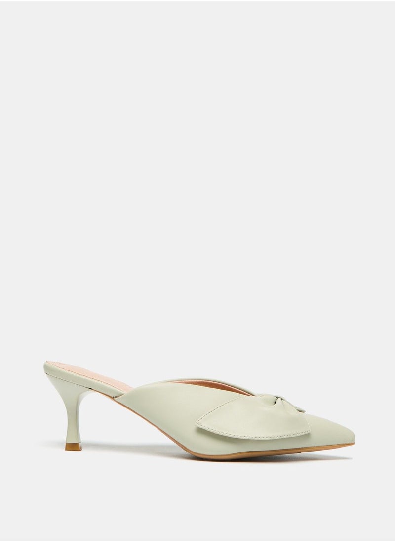 Flora Bella - Bow Accent Slip On Mules with Kitten Heels - Image 1