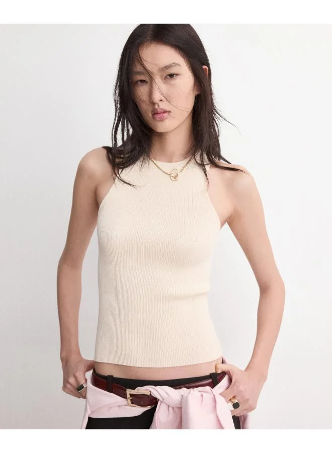 مانجو Fitted Fine-Knit Top