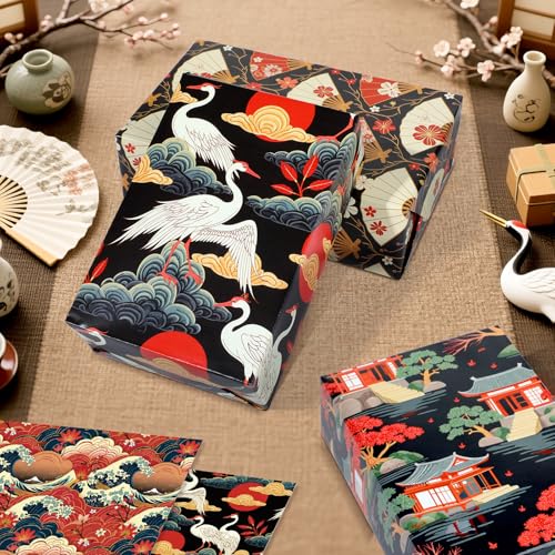 Pineraap 12 Sheets Japanese Wrapping Paper Traditional Japanese Themed Gift Wrap with Sakura, Cranes, Fans, Waves, and Temples Design Gift Packing Paper Anime Gift Wrap for Japan Lovers, 20"×28" - Image 5