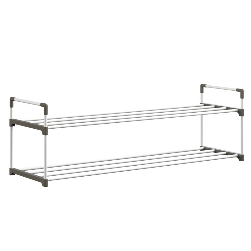 HomeComplete Shoe Rack  2Tier Shoe Organizer for Closet Bathroom Entryway  Shelf Holds 10 Pairs Sneakers Heels Boots White