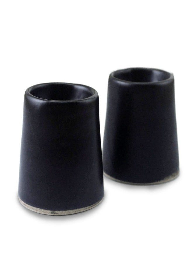 roro Black Matte Ceramic Egg Toppers, Set of 2 - Handcrafted Stoneware for Soft Boiled Eggs, Dishwasher & Microwave Safe, Minimalist Cups for Home & Restaurant - Image 1