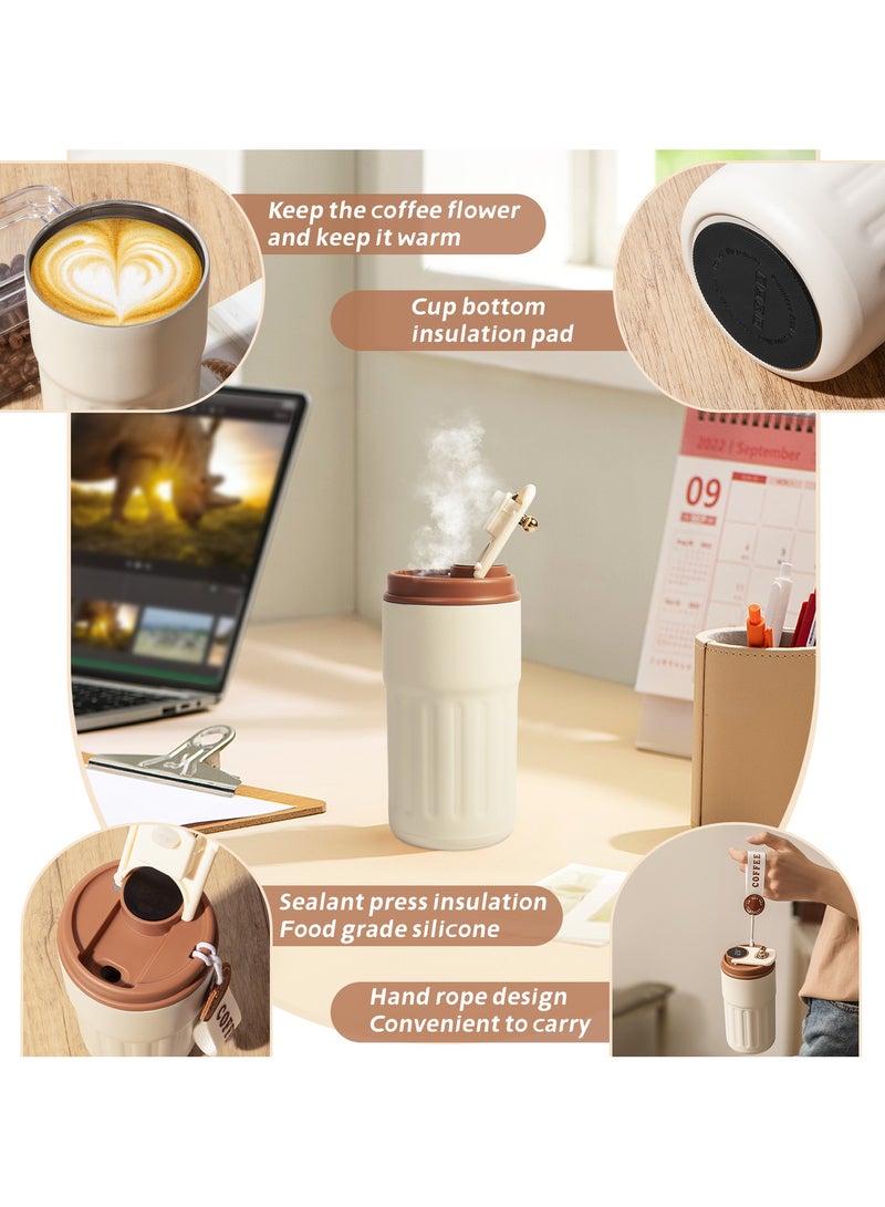 INFOSUN Smart LED Temperature Display Travel Office Coffee Mug, 316 Stainless Steel 450ML Durable Leak-proof Easy Grip Portable Thermos Mug（Brown）  - Image 3