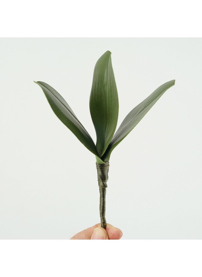 ماركة غير محددة 1 x 5 pcs PU Orchid Leaves Artificial Wedding Home Decor PU trumpet 3 pieces 