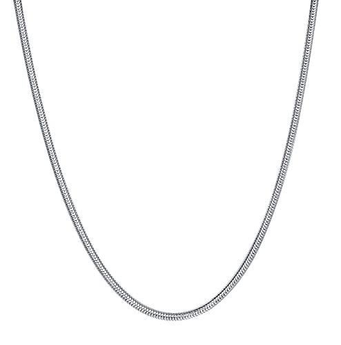BORUO 925 Sterling Silver Snake Chain Necklace, 1mm Solid Italian Nickel-Free Chain Lobster Claw Clasp 14 Inch - Image 2