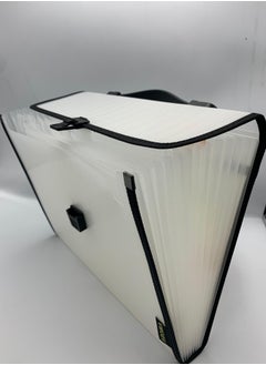 مجلد ملفات قابل للتوسيع للمكتب والمدرسة - أبيض - مجلد ملفات مستندات A4 قابل للتوسيع بمقبض - أبيض