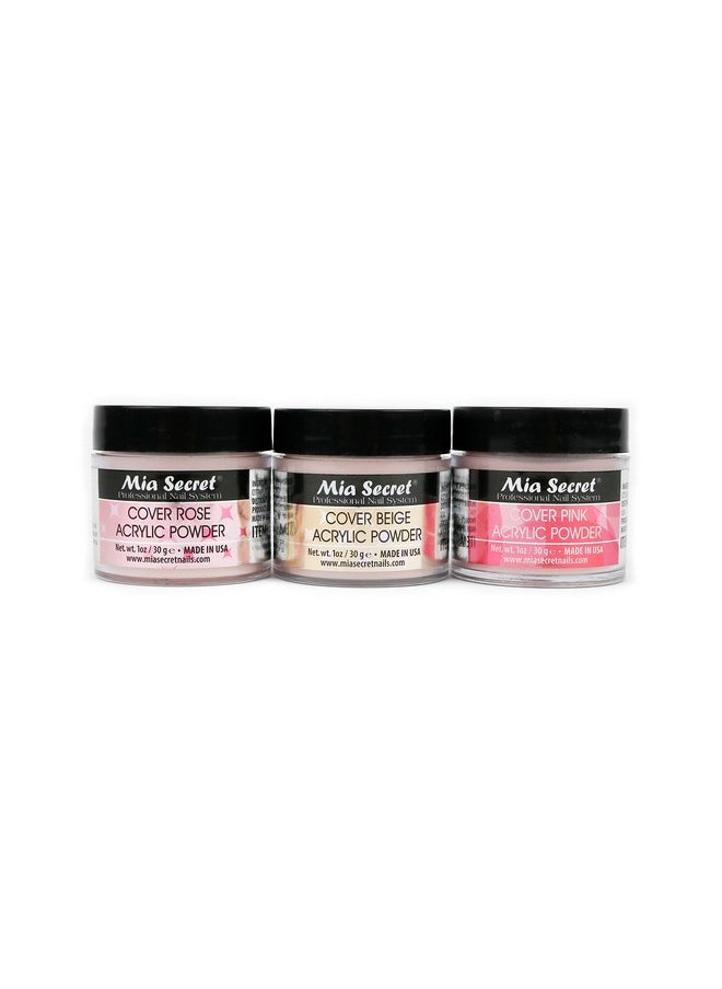 MIA SECRET Mia Secret Cover Acrylic Powder 3 Piece Set - Pink/Beige/Rose 1 oz  - Image 1