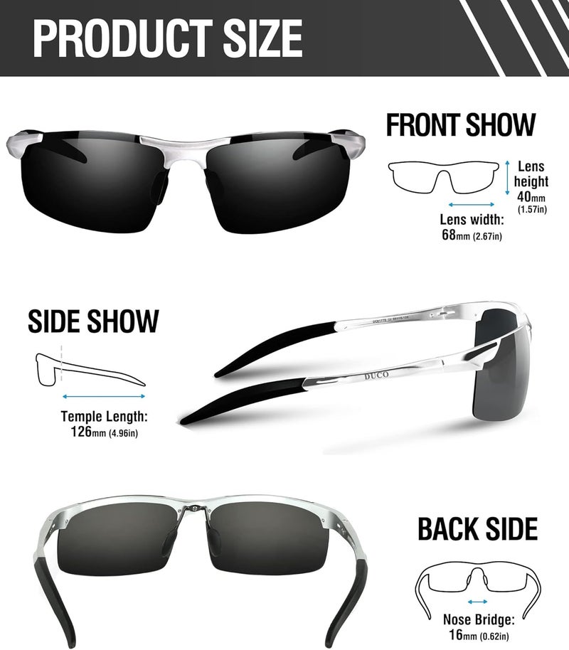 Duco Mens Sports Polarized Sunglasses UV Protection Sunglasses for Men 8177s - Image 2