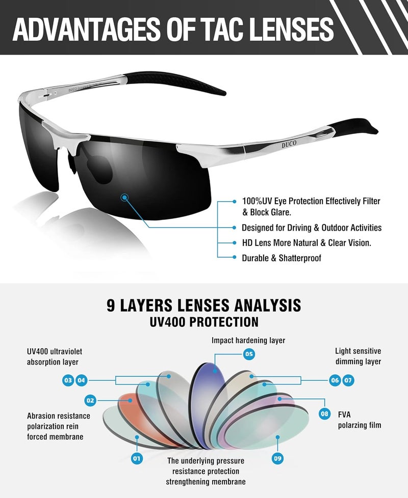Duco Mens Sports Polarized Sunglasses UV Protection Sunglasses for Men 8177s - Image 4