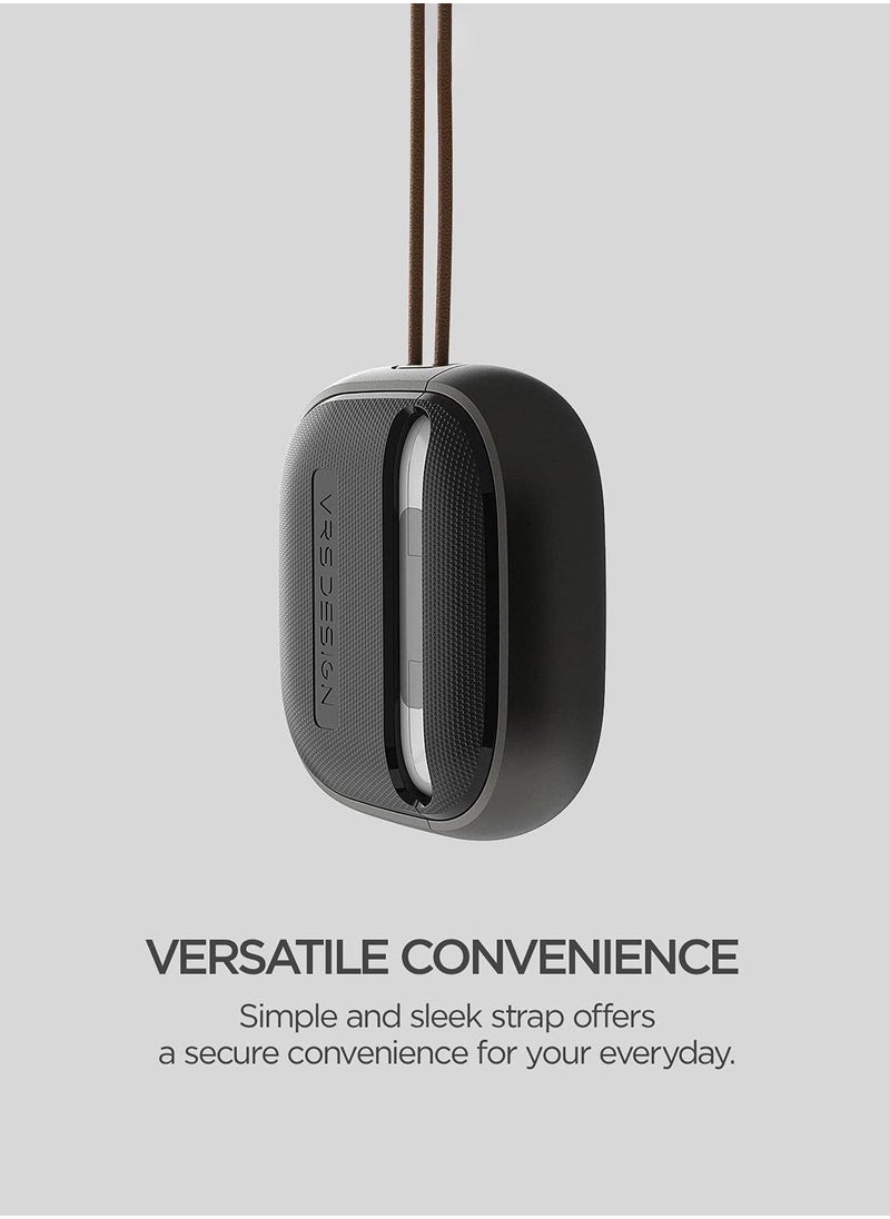 VRS Design - Modern for Airpods 3 Case Cover (2021) with Leather Strap - Metal Black - Image 1