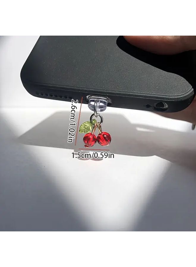 سدادة غبار الكرز الأحمر لجهاز iPhone 6، واقي شاحن سيليكون بمنفذ 14 مع حبل - Image 2