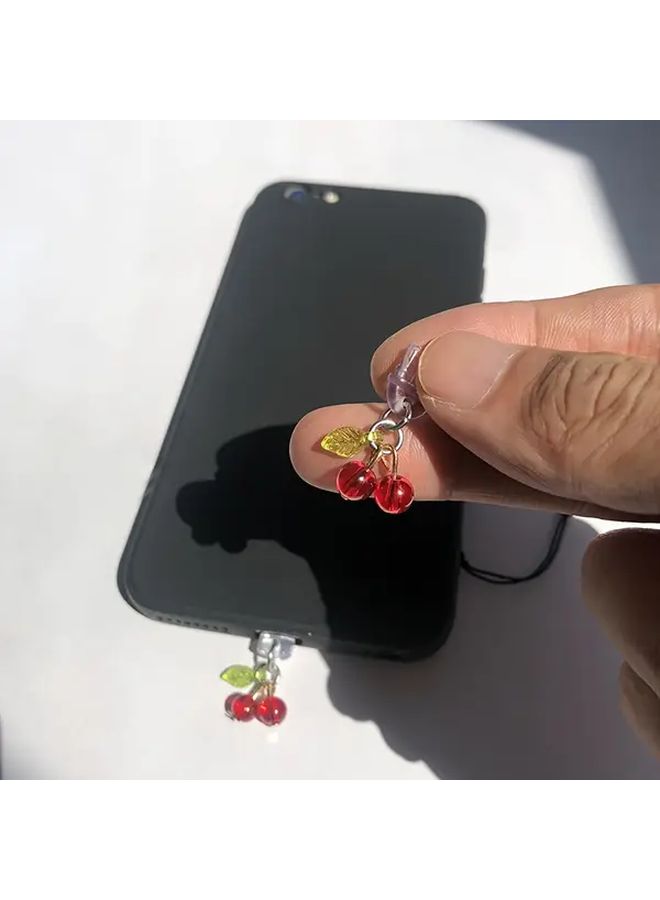 سدادة غبار الكرز الأحمر لجهاز iPhone 6، واقي شاحن سيليكون بمنفذ 14 مع حبل - Image 4