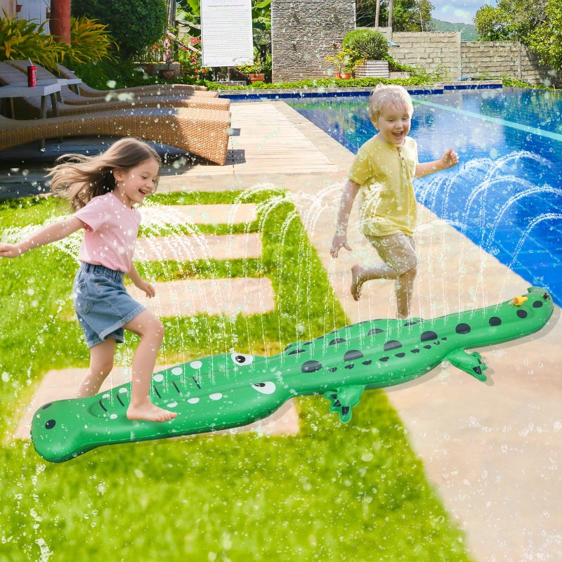 BINGKOU Water Sprinkler for Kids,Large Crocodile Inflatable Sprinkler, Kids Sprinklers for Yard,Outdoor Water Toys Spray Summer Water Play for Boys Girls Dogs Backyard - Image 4