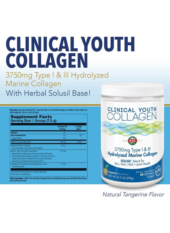 KAL Clinical Youth Collagen | Healthy Skin, Hair, Nail and Joint Support | Vitamin C | Natural Tangerine Flavor | 10.5oz, 40 Serv. - Image 2