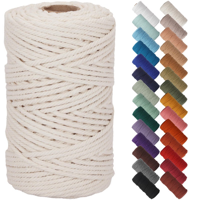NOANTA Natural Macrame Cord 5mm x 109Yards Beige Macrame Rope Cotton Cord for Wall Hanging Plant Hangers Christmas Crafts Knitting
