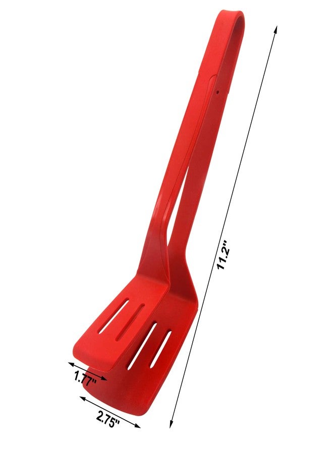 KIBBEH Silicone Cooking Tongs, Premium Stainless Steel Silicone Barbecue Clamp, Multipurpose BBQ Clamp Spatula for Gripper Bread Clip, Fried Steak Clamp, Flipping Fish, Toast Salad Tongs, Red（11 Inch） - Image 4