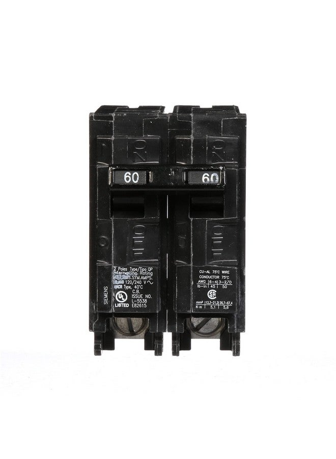 سيمنز قاطع دائرة Siemens Q260 ثنائي القطب 60 أمبير QP، أسود  - Image 1