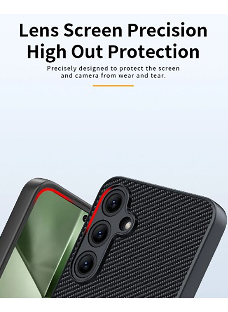 Magnetic Case for Samsung Galaxy A56, Ultra Thin Leather Cover Camera Protection Wireless Charging Anti-Fingerprint Case-Black - Image 5