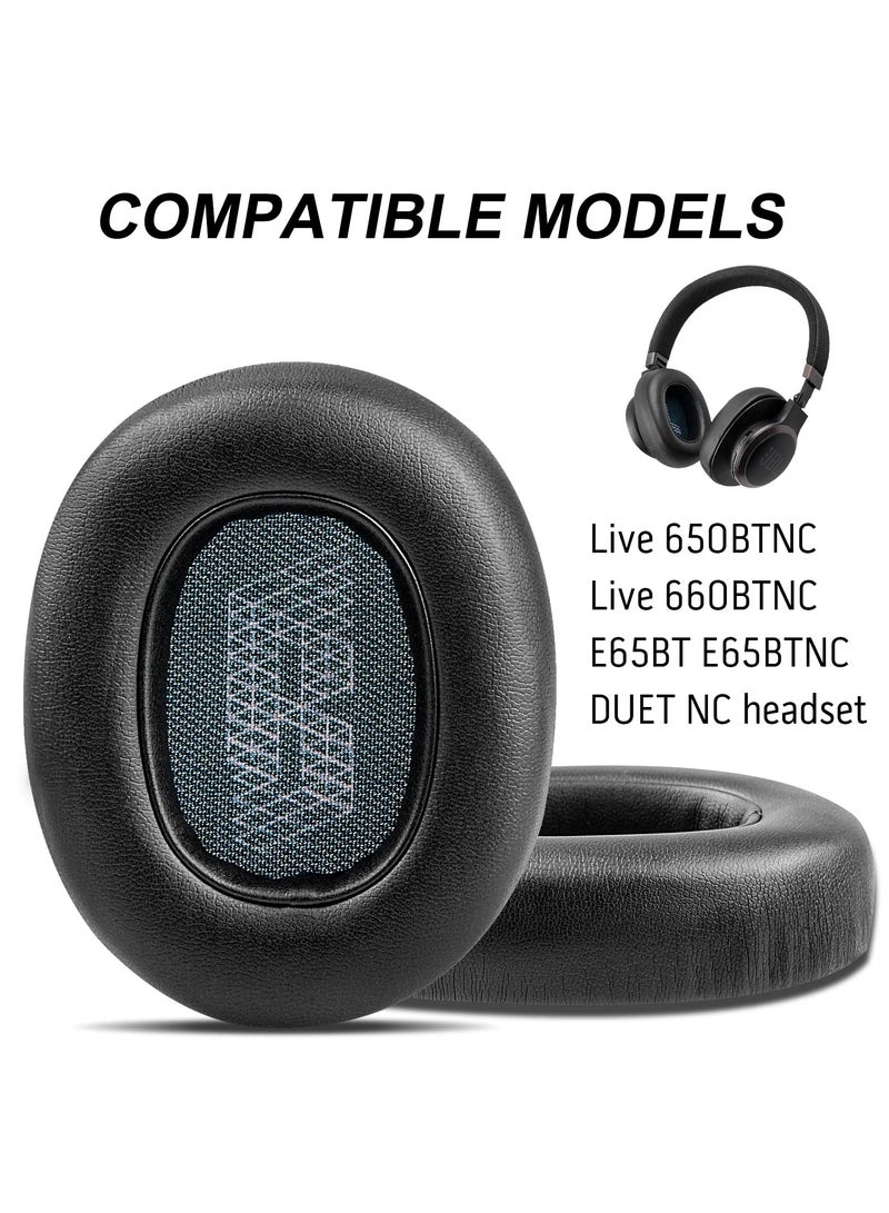 Live 650 BTNC E65BTNC Ear Cushion Memory Foam Softer Leather Ear Pads Replacement Compatible with JBL E65 E65BTNC / Duet NC/Live 650BTNC Live 660 BTNC Headphones (Black)  - Image 4