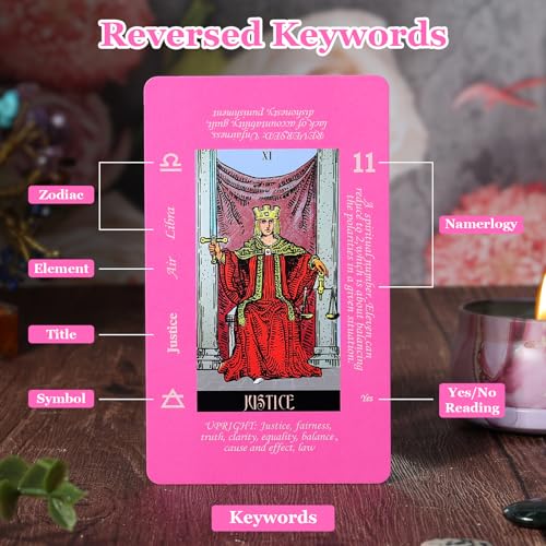 Fofeadm Pink Tarot Cards for Beginners with Meaning on Them Tarot Deck Cards with Guide Book - Image 5