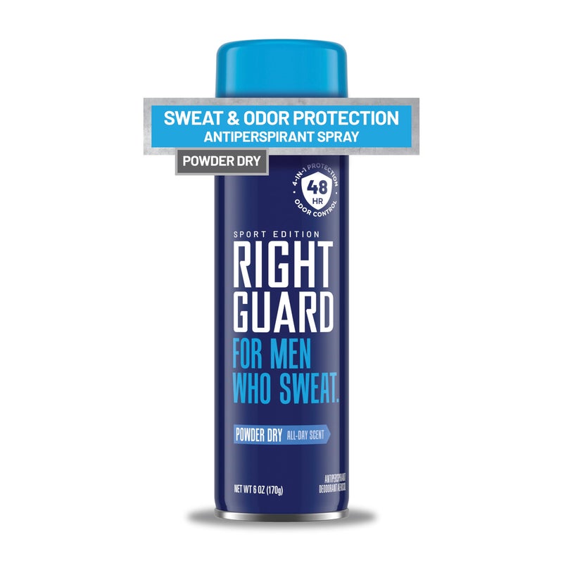 Right Guard Sport Powder Dry Scent Antiperspirant Deodorant Spray 4in1 Protection Spray Deodorant for Men Blocks Sweat 48Hour Odor Control QuickDrying LongLasting 6oz 1 Pack - Image 3