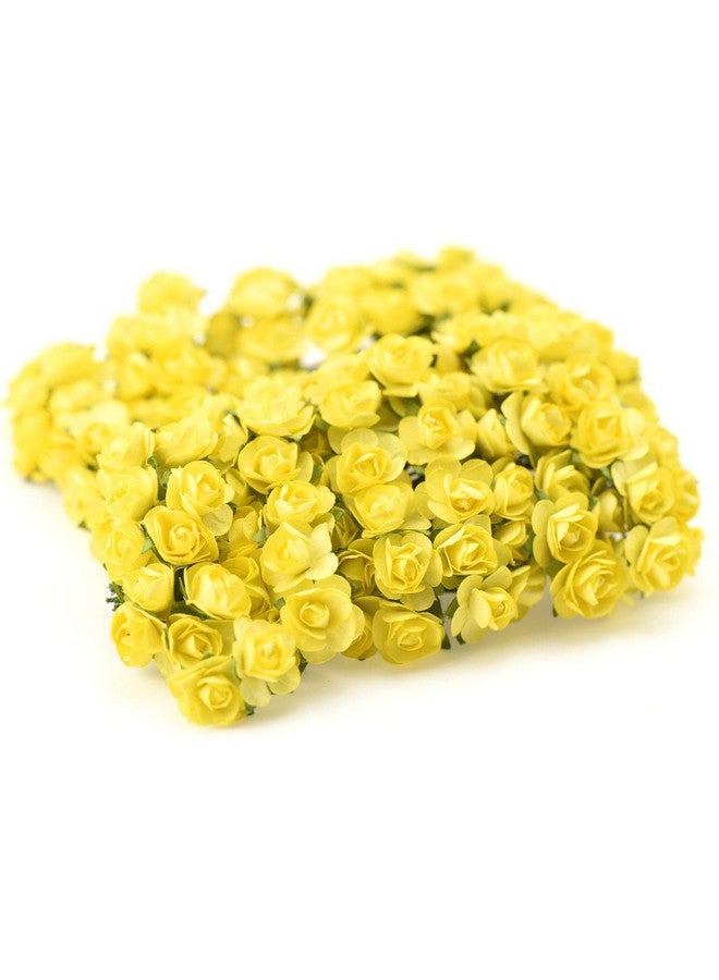 brown leaf Artificial Mini Foam Rose Flowers For Decoration/Art And Craft Work/Hairstyle And Tiara Making/Gift Packing/Card Making Pack Of 144 Colour:Yellow  - Image 4