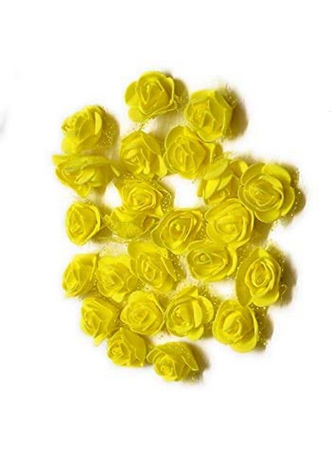 brown leaf Artificial Mini Foam Rose Flowers For Decoration/Art And Craft Work/Hairstyle And Tiara Making/Gift Packing/Card Making Pack Of 144 Colour:Yellow  - Image 2