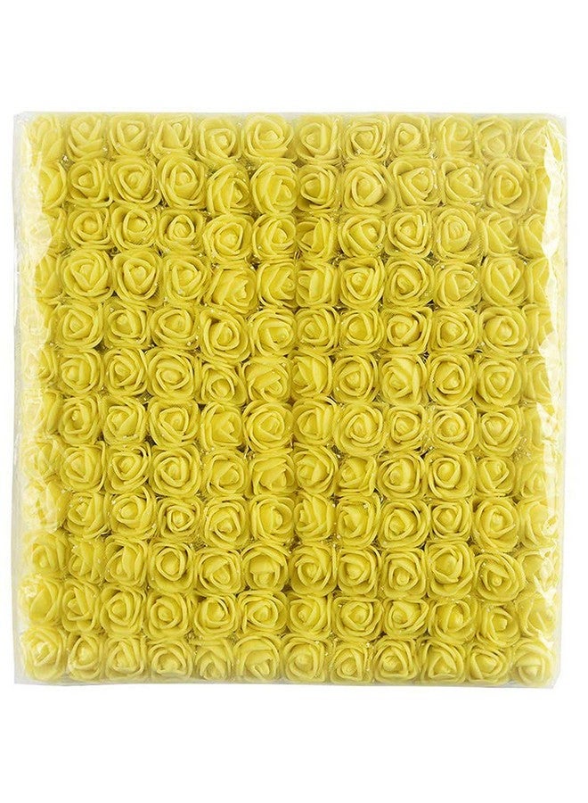 brown leaf Artificial Mini Foam Rose Flowers For Decoration/Art And Craft Work/Hairstyle And Tiara Making/Gift Packing/Card Making Pack Of 144 Colour:Yellow  - Image 1