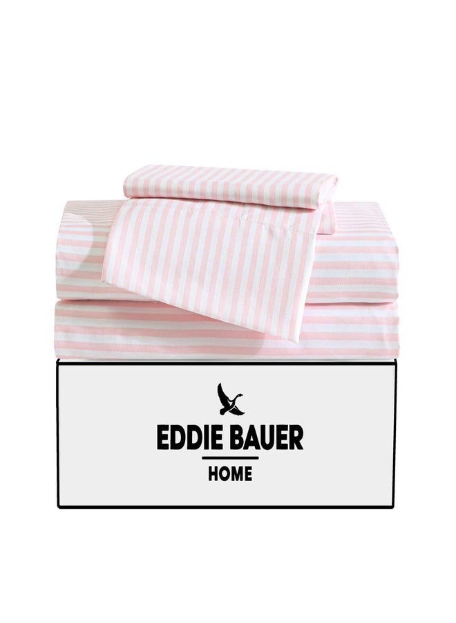 Eddie Bauer Kids - Full Sheets, Stain-Resistant Toddler Bedding with Matching Sham(s), Super Soft, Ideal Girl Room Essentials (Little Stripe Pink, Full) - Image 3
