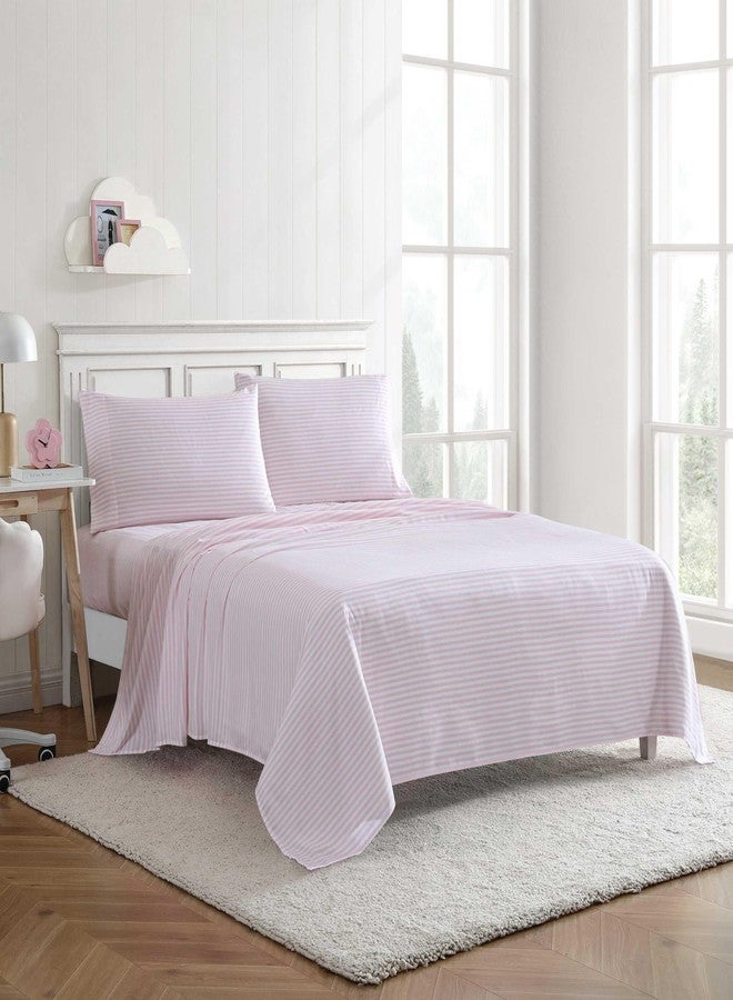 Eddie Bauer Kids - Full Sheets, Stain-Resistant Toddler Bedding with Matching Sham(s), Super Soft, Ideal Girl Room Essentials (Little Stripe Pink, Full) - Image 2