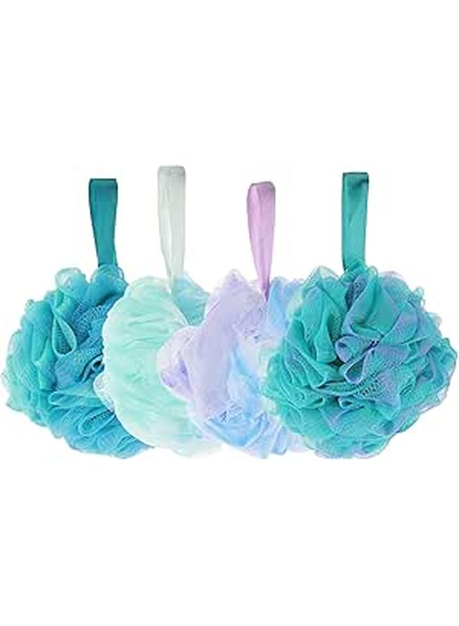 Colorful Gradient 4pc Exfoliating Mesh Shower Puff Body Scrubber Set - Image 1
