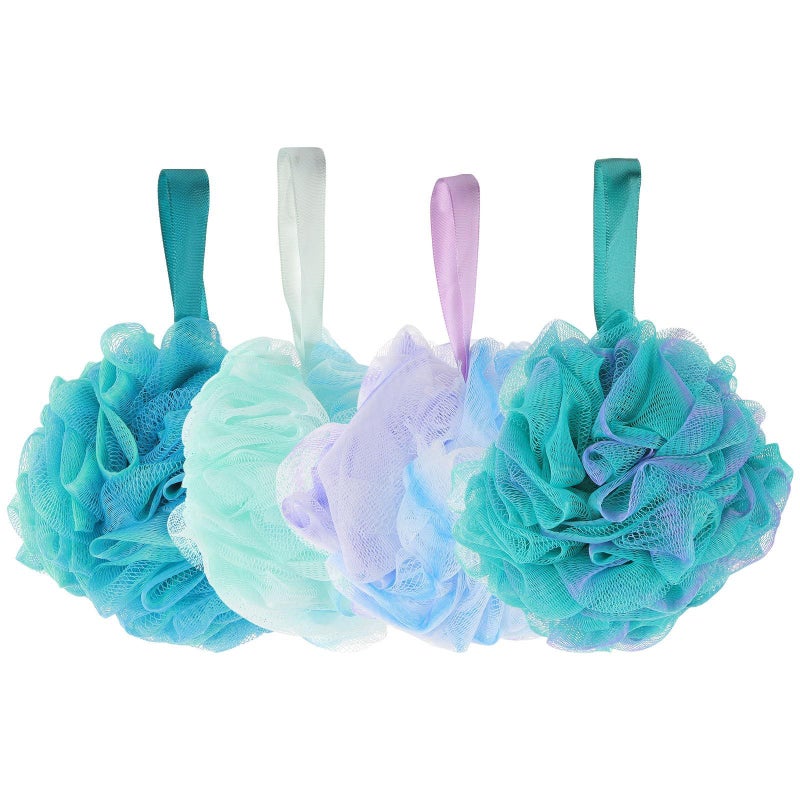 Colorful Gradient 4pc Exfoliating Mesh Shower Puff Body Scrubber Set - Image 2